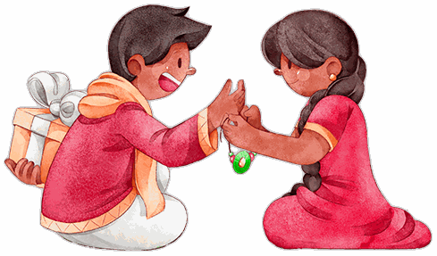 Sister tying rakhi on her brother's wrist
