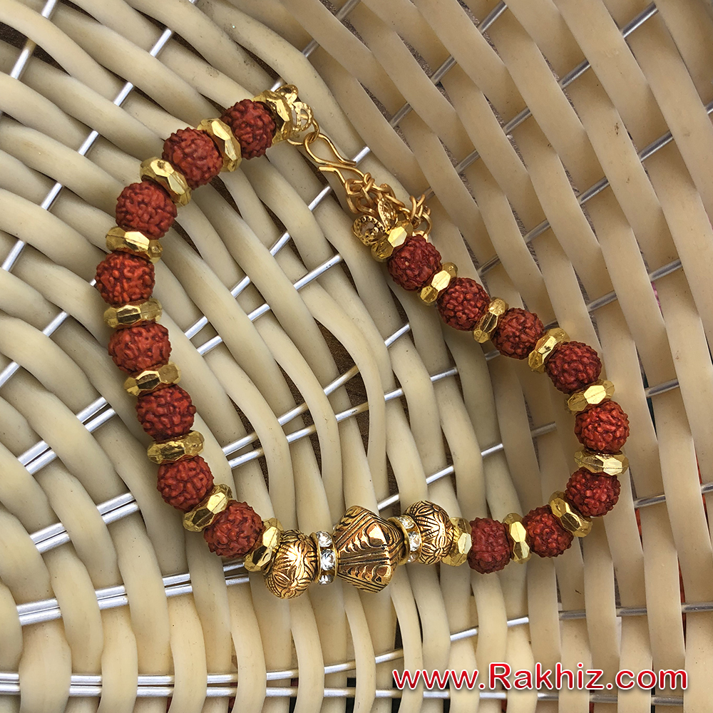 Stunning Rudraksha Golden Love Bracelet  Buy Online Designer Rakhi