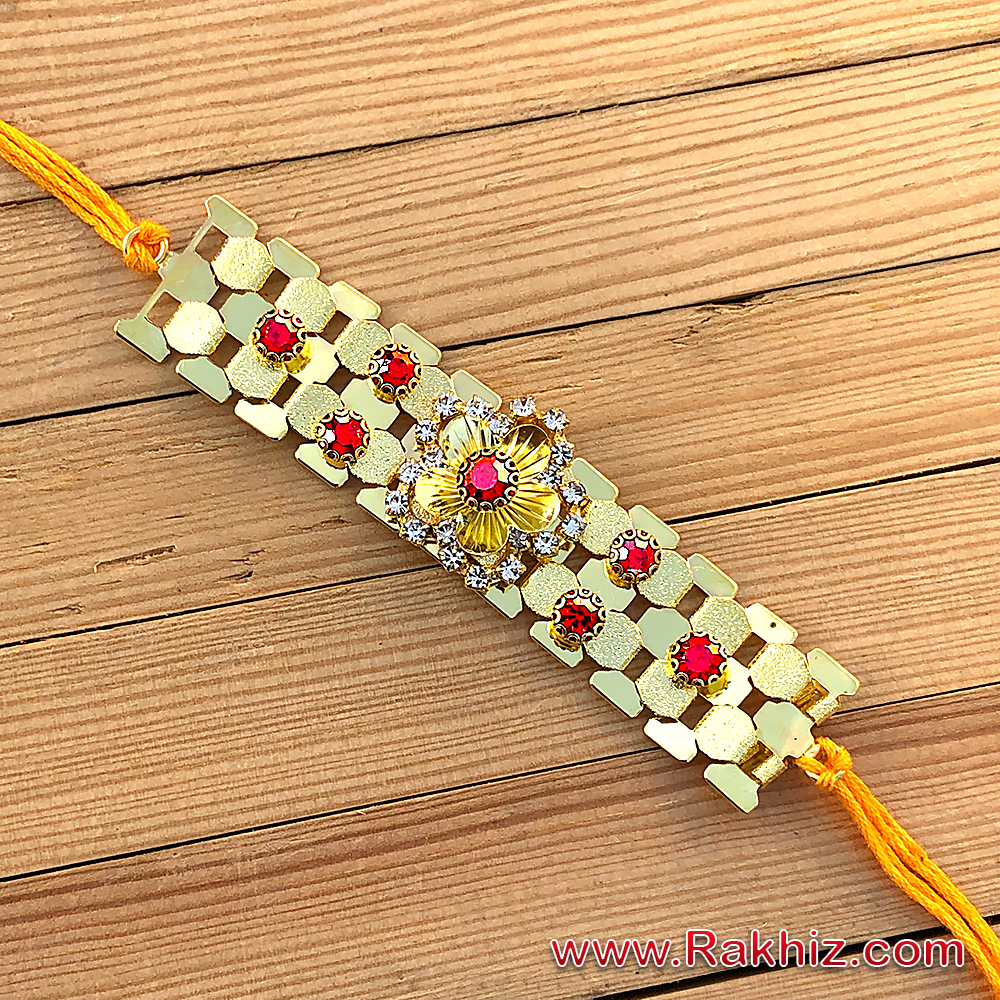 Charming Stone Studded Flower Design Bracelet Look Rakhi | Buy ...