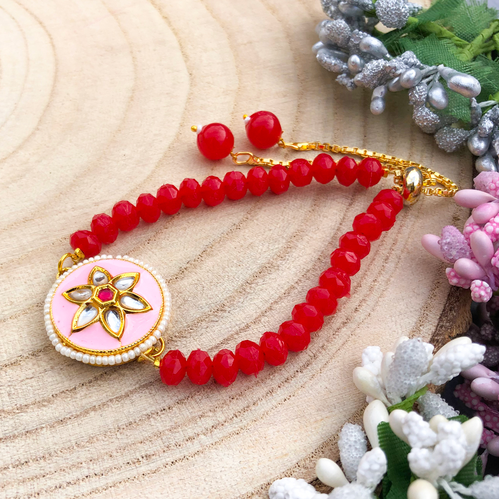 beautiful design Lord Ganesh flower style half bracelet Rakhi | Buy Online  Designer Rakhi