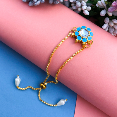 Pearl Daisy Bhai-Bhabhi Bracelet Rakhi Set now available at Trendroots