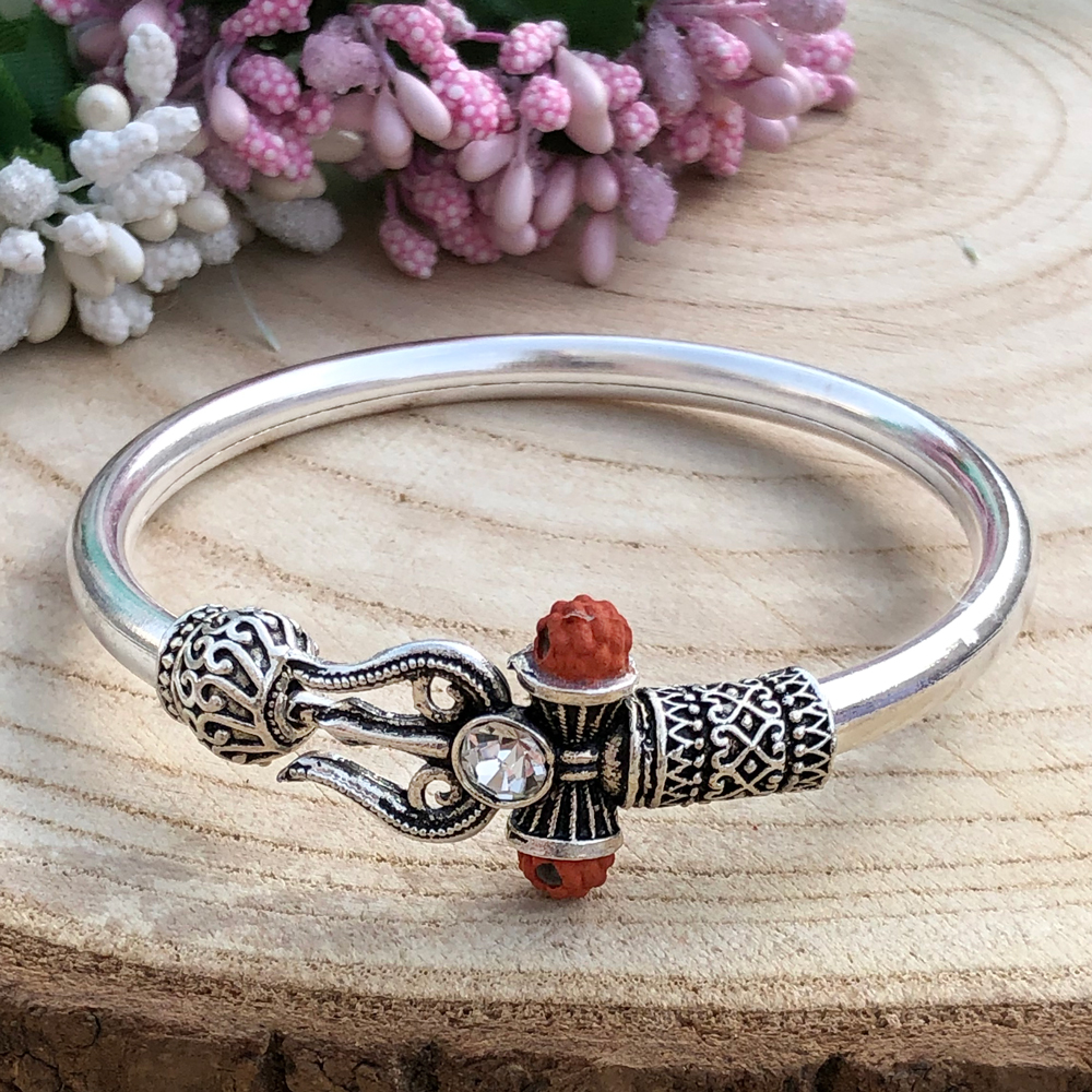 925 Sterling Silver Handmade Shiva Trishul Bangle Bracelet Rudraksha Kada,  Excellent Bahubali Trident Kada Bracelet Gift Nsk427 - Etsy