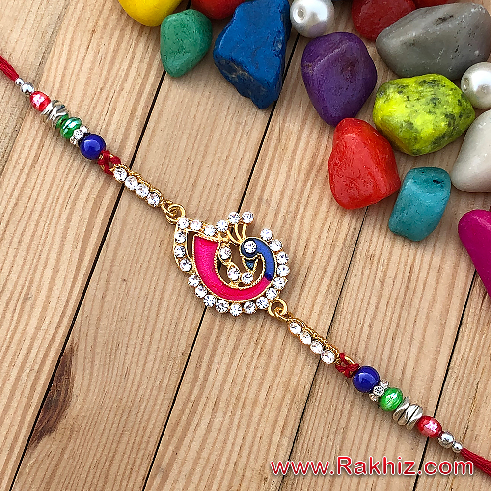 Elegant Designer Diamond Peacock Rakhi for Brother | Buy Online Fancy Rakhi