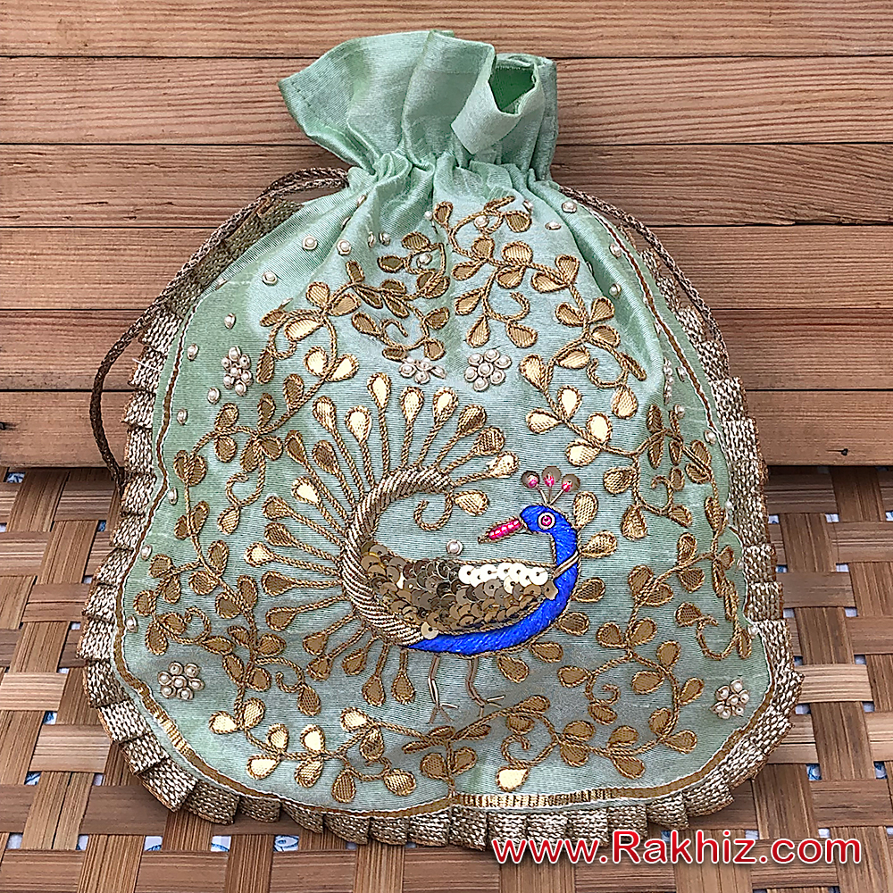 Elegant Look Peacock Designer Jewellery Pouch Buy Online Rakhi Gift