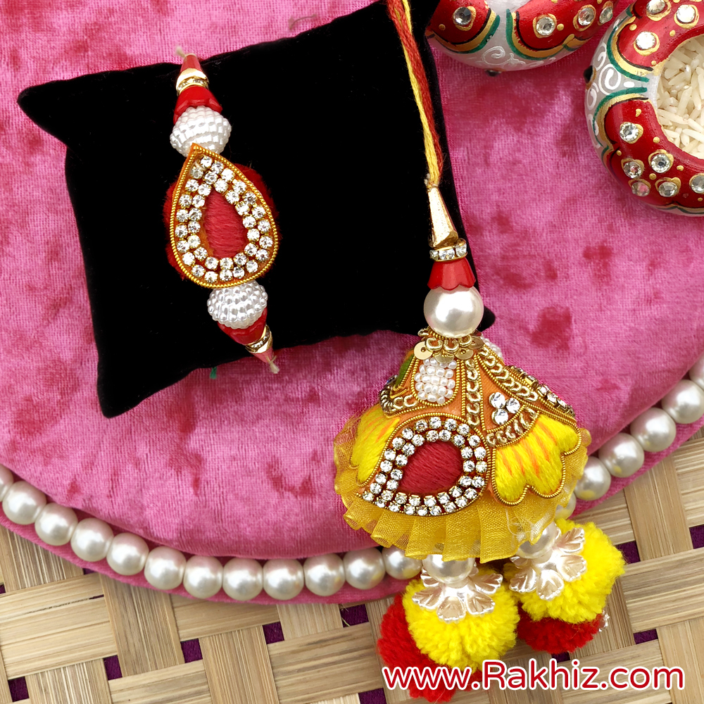 Marvellous Yellow Red Bhaiya Bhabhi Rakhi | Buy Online Bhaiya-Bhabhi Rakhi