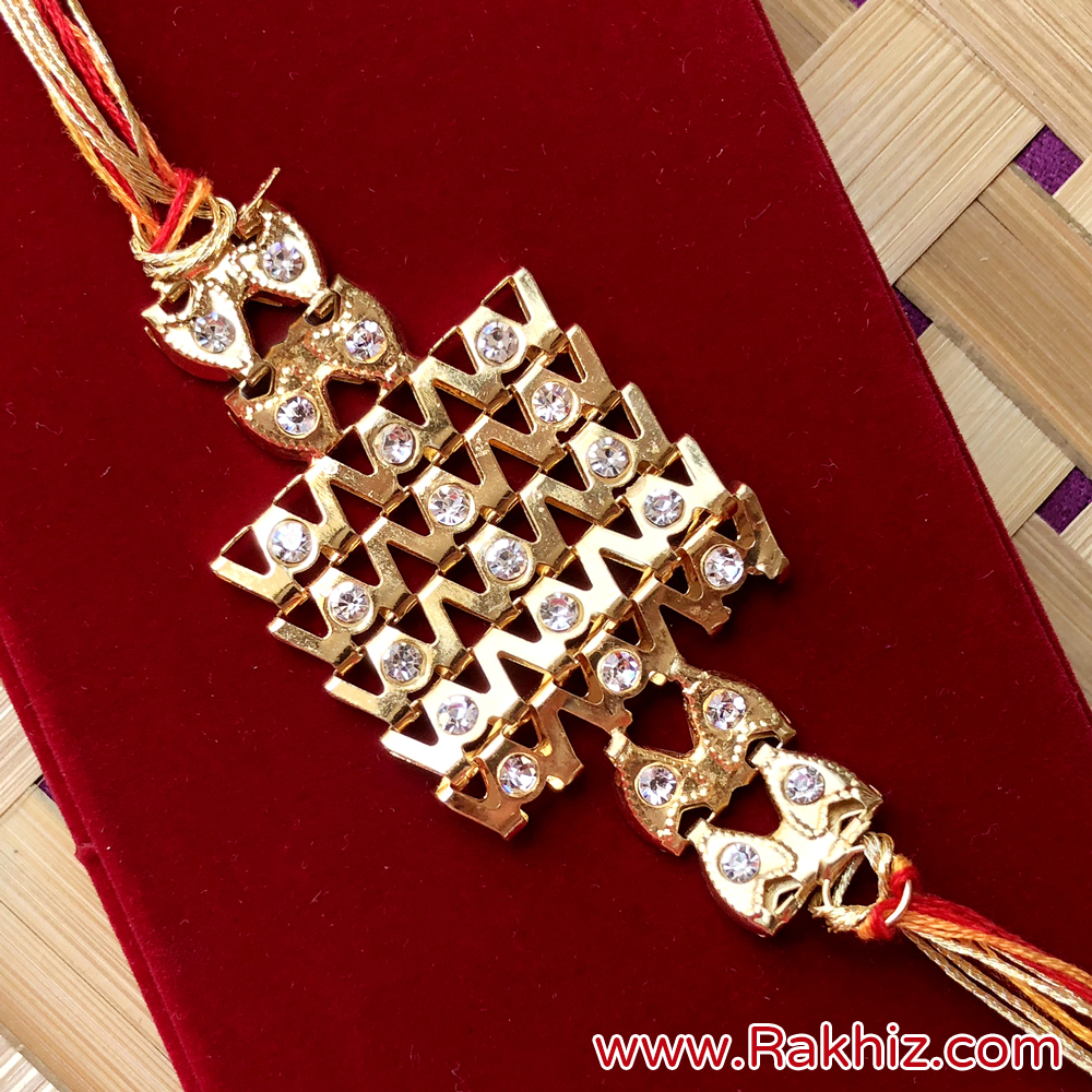 Designer Zigzig Golden Rakhi | Buy Online Designer Rakhi