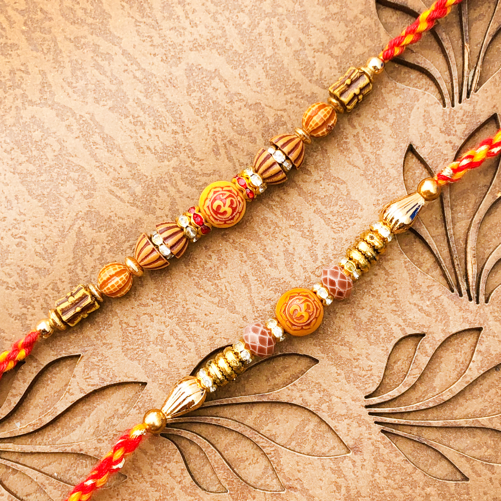 Comfortable OM Design Wooden Rakhi Combo for Raksha Bandhan | Buy ...