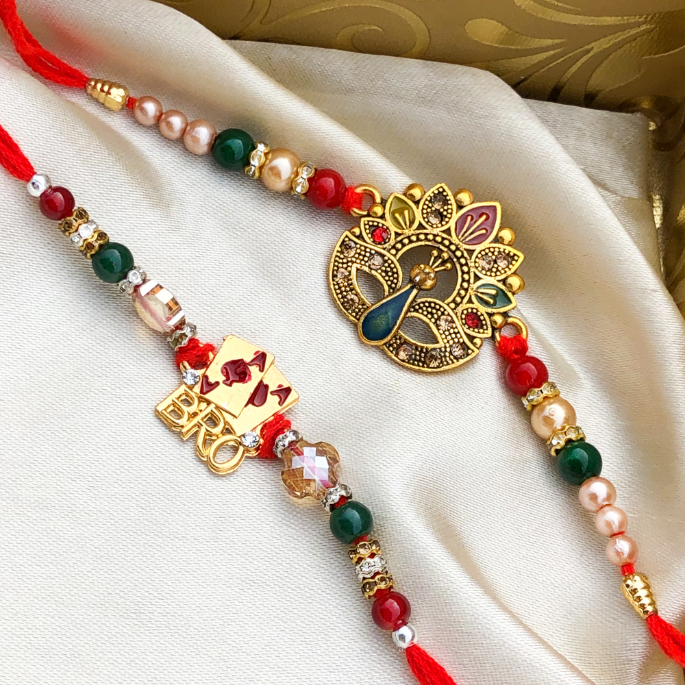 Amazon.com: Traditional Raksha Bandhan Rakhi for Brother | Designer Rakhi  Bracelet Handmade Rakhi | Rakhi for Brother made Kundan Multicolor Beads  for Indian Festival Raksha Bandhan (Design2): Clothing, Shoes & Jewelry