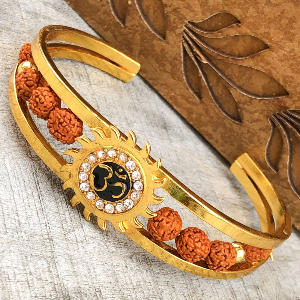Buy STRIPES® OM Hindu Bracelet Gold Om Religious Symbol Bracelet with PU  Brown Leather Rope Hand Bracelet and Magnet Closure for Women and Girls  (Stainless Steel OM Charm) at Amazon.in