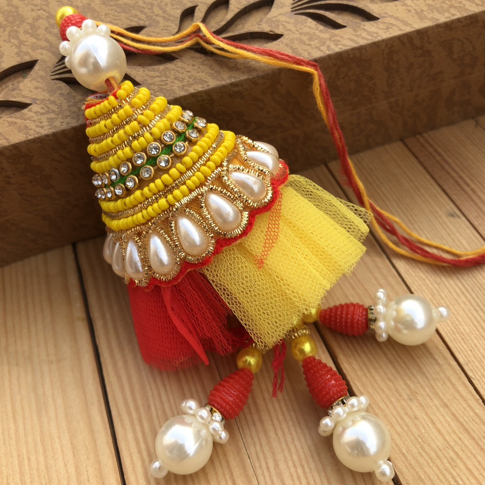 Impressive Zardosi Lumba with Kundan Design Rakhi for Bhabhi | Buy ...