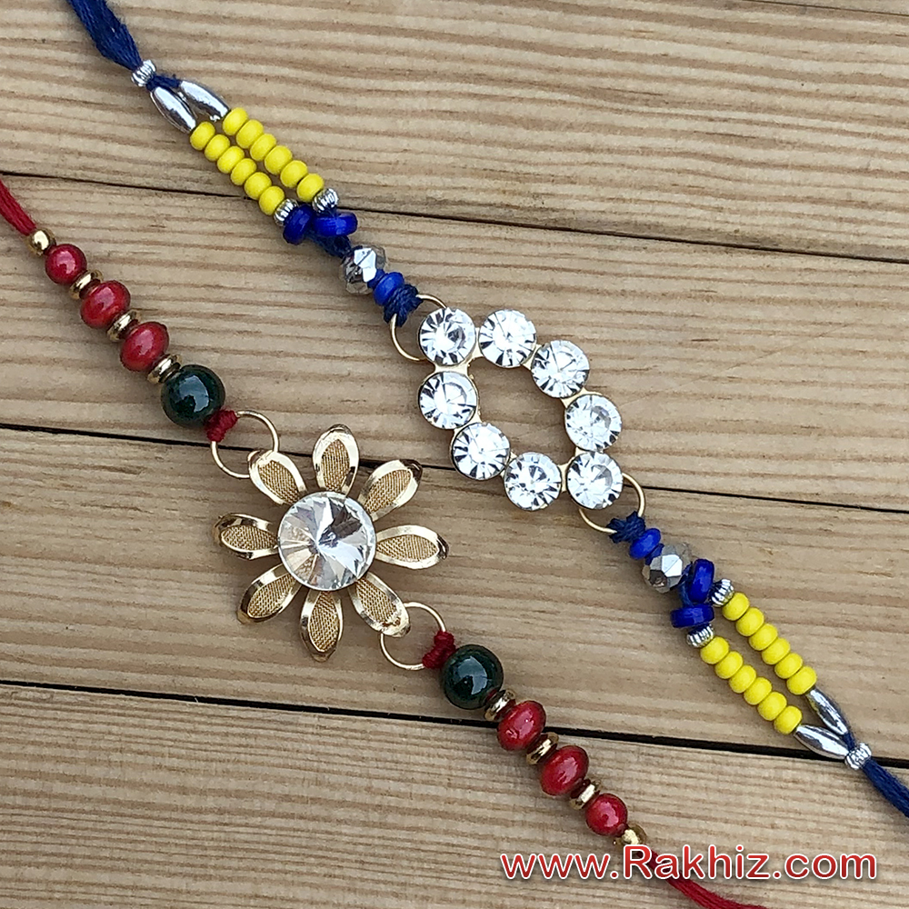 Perfect Stone Work Combo Set of 2 Rakhis | Buy Online Rakhi Set of 2