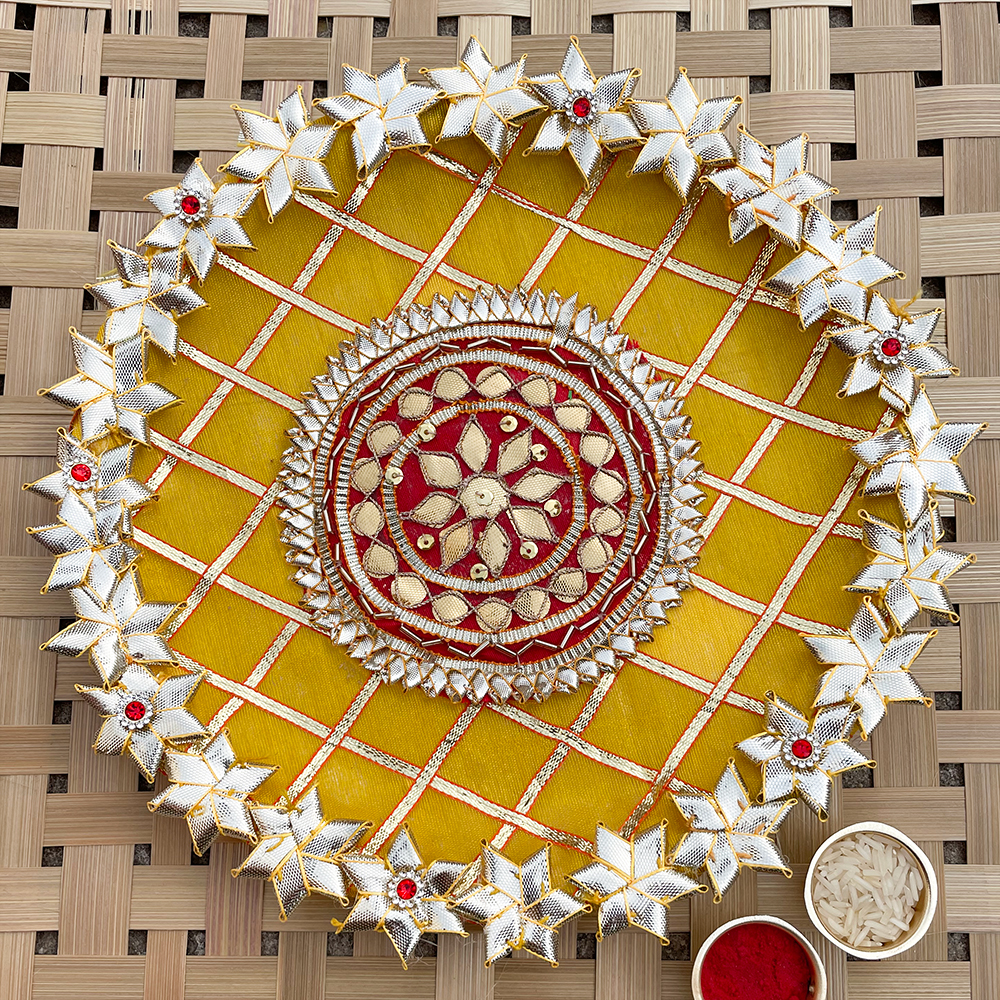 Brass Metal Pooja Puja Aarti Thali Plate Set with Diya Decorative Gift |  eBay