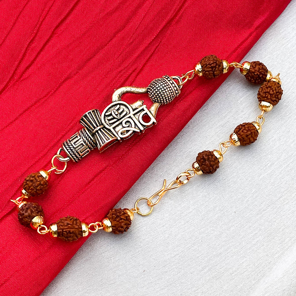 Men's Golden Mahakal Rudraksh Bracelet | B193-MW06 | Cilory.com