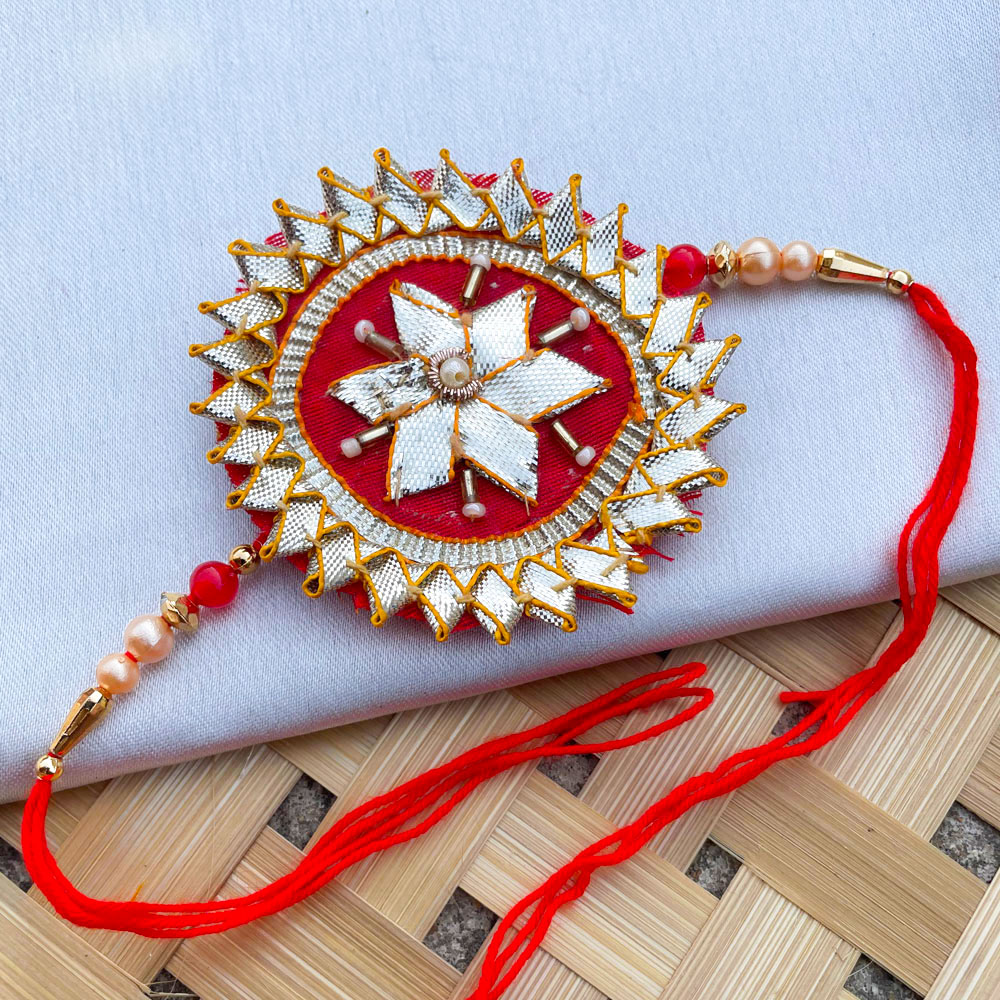 Ethnic Gota patti design flower handmade rakhi for brother | Buy ...