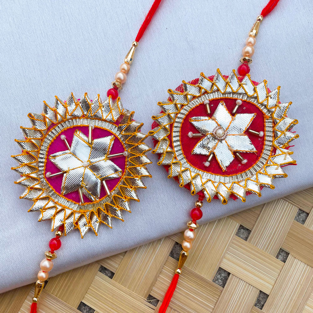 Ethnic Gota patti design flower handmade rakhi combo | Buy Online ...