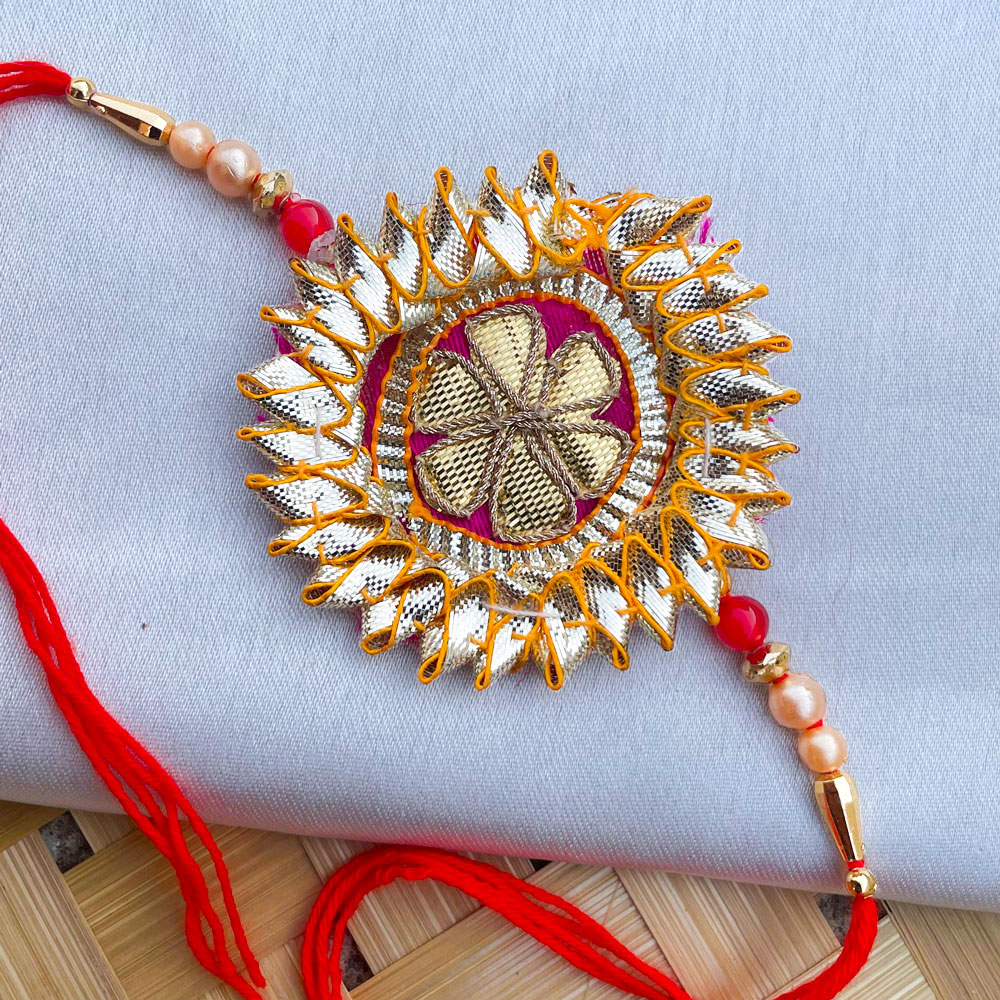 Evergreen Gota patti design traditional handmade purple base rakhi ...