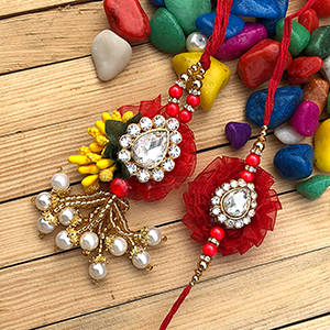 Delicate Kundan Stone with Diamond Touch Lumba for Bhabhi n Rakhi for Brother