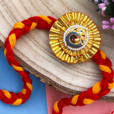 Fancy peacock Rakhi for brother with mauli dori