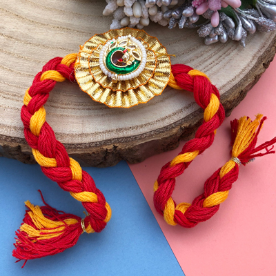 Fancy peacock brother Rakhi with mauli dori