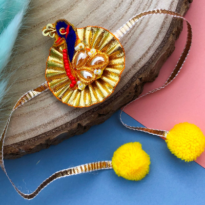 auspicious peacock design Gota Rakhi for brother