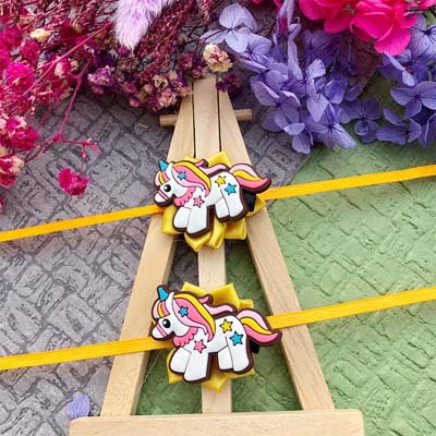 Demanded Unicorn hairclip Rakhi combo of 2 for kids