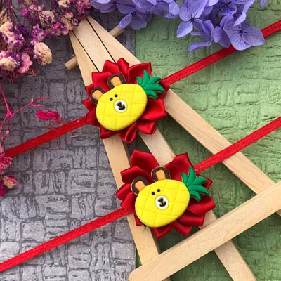 Pineapple designe 2 hairclips Rakhiz combo for kids