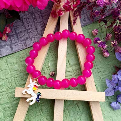 Lovely kids pink unicorn Rakhi bracelet for girls