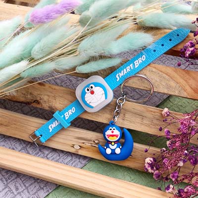 Kids Fav. Doraemon strip Rakhi and keychain combo