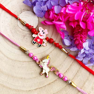High demanded Peppa pig Rakhi combo with Unicorn kids Rakhi