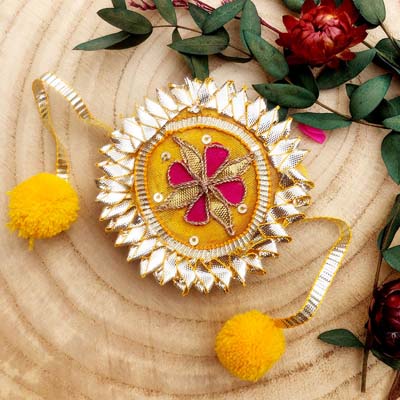 Traditional Rajasthani gotta Patti Rakhi for bhaiya