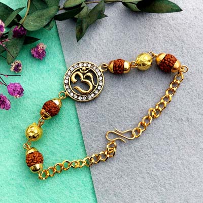 Authentic Om Rudraksha chain Bracelet Rakhi