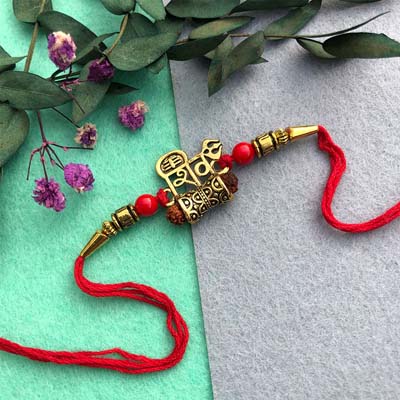 Traditional Lord Shiva logo Rakhi with Red Thread