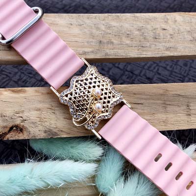 Pretty pink bracelet style strip Rakhi for Girls