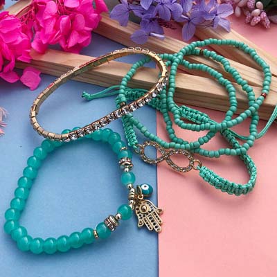 Hand logo with evil eye Rakhi and bracelets combo for brother sister bhabhi