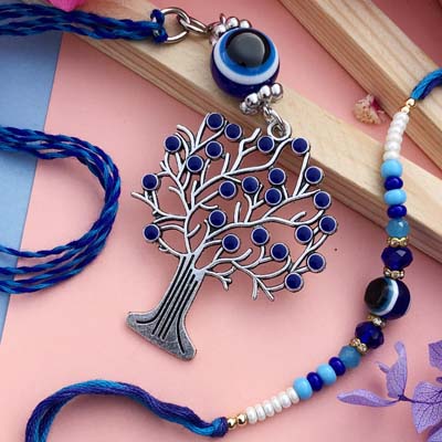 Unique Evil Eye tree design Rakhi Sets for Bhaiya and Bhabhi