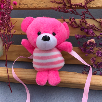 Cute Pink Teddy Rakhi for Kids with Satin Tie