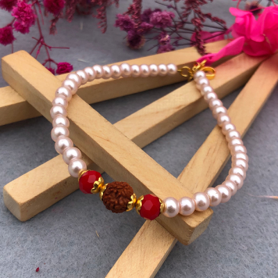 Rudraksha Pearl Bracelet Rakhi - Spiritual & Stylish for Raksha Bandhan