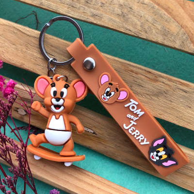 Tom and Jerry Jerry on Skateboard Keychain Kids Rakhi - Fun for Your Little Champion!