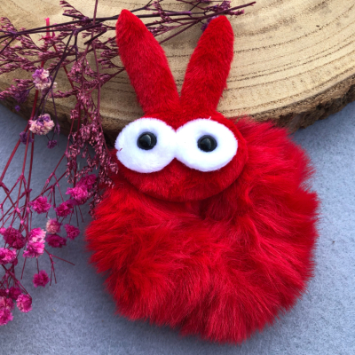 Adorable Red Fluffy Googly Eyes Kids Rakhi | Fun & Cute Raksha Bandhan Rakhi