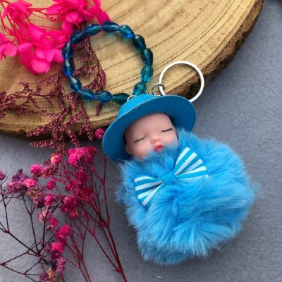 Adorable Blue Baby Doll Keychain Rakhi - A Cuddly Gift for Your Little One!