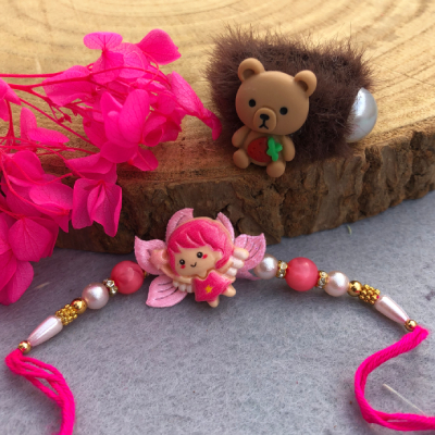 Cute Angel Rakhi with Bear Hair Band Combo - A Sweet Surprise for Your Little Sibling!