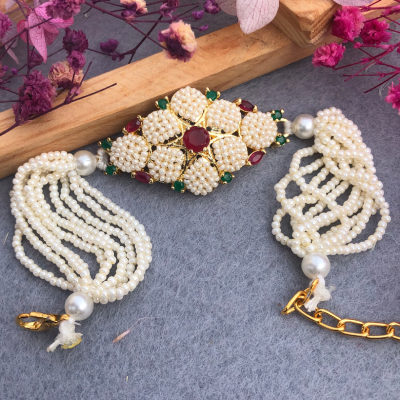 Exquisite Pearl & Gemstone Bracelet Rakhi Collection