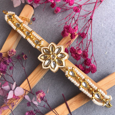 Dazzling Pearl & Kundan Bracelet Rakhi Collection - Elegance Redefined for Raksha Bandhan