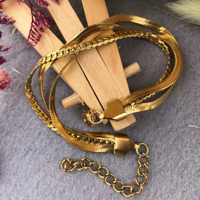 Modern Gold-Toned Stainless Steel Bracelet Rakhi