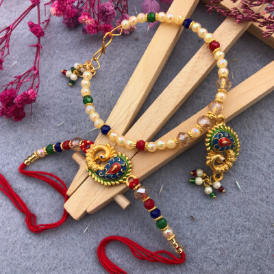Royal Peacock Bhaiya-Bhabhi Rakhi Set