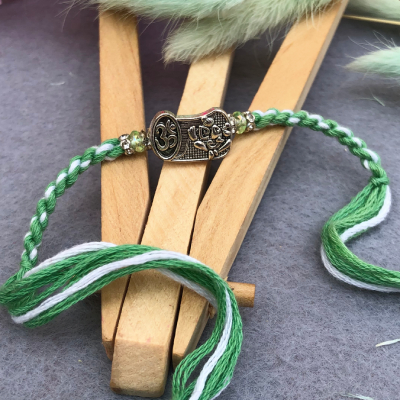 Auspicious Ganpati & Om Thread Rakhi for Brother