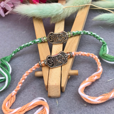 Set of 2 Auspicious Om Thread Rakhis for Brother
