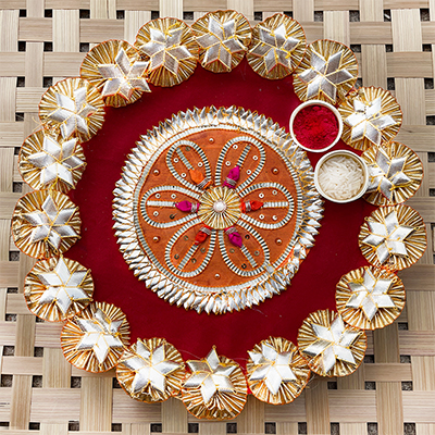 Jaipuri touch rakhi thali for Bhaiya bhabhi