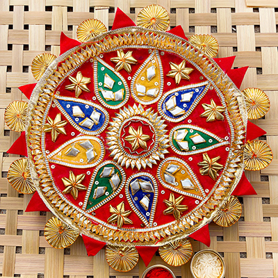 Traditional leave cut design Rakhi Thali