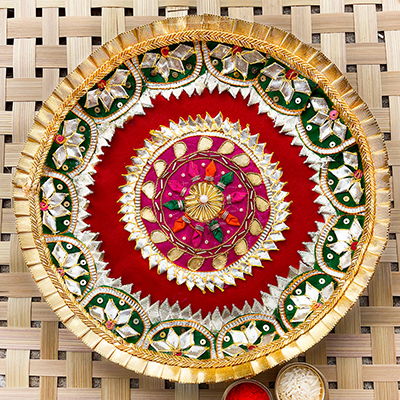 Eye catchy and traditional design Rakhi Thali